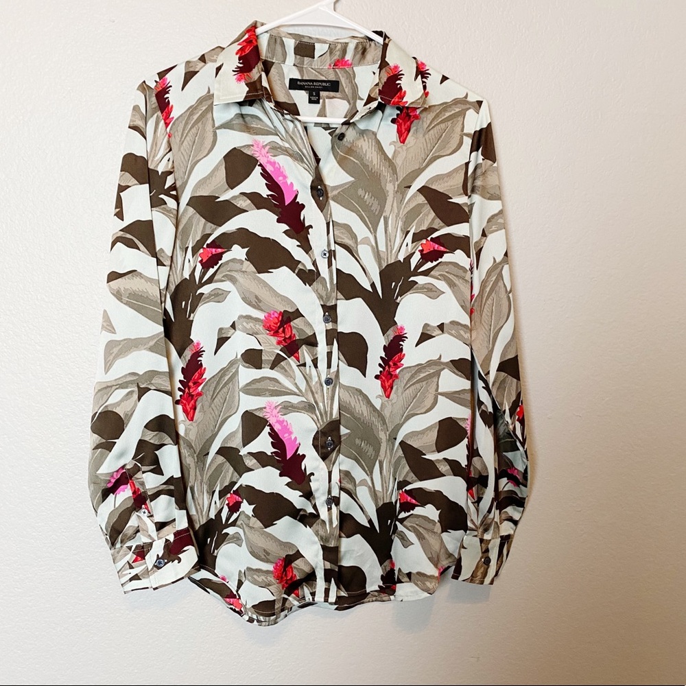Banana Republic Dillon Shirt Printed Tropical S